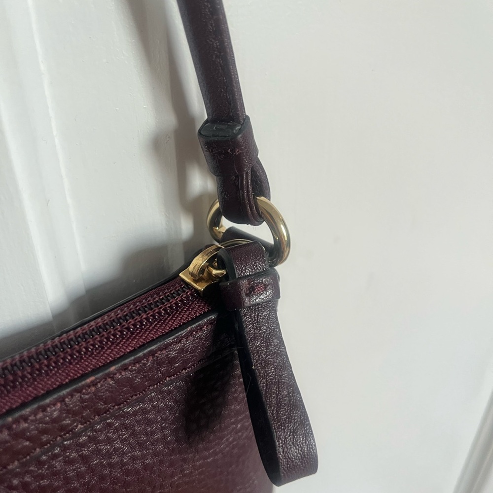 Calvin Klein Burgundy Pebbled Leather Crossbody Bag - Picture 4 of 10